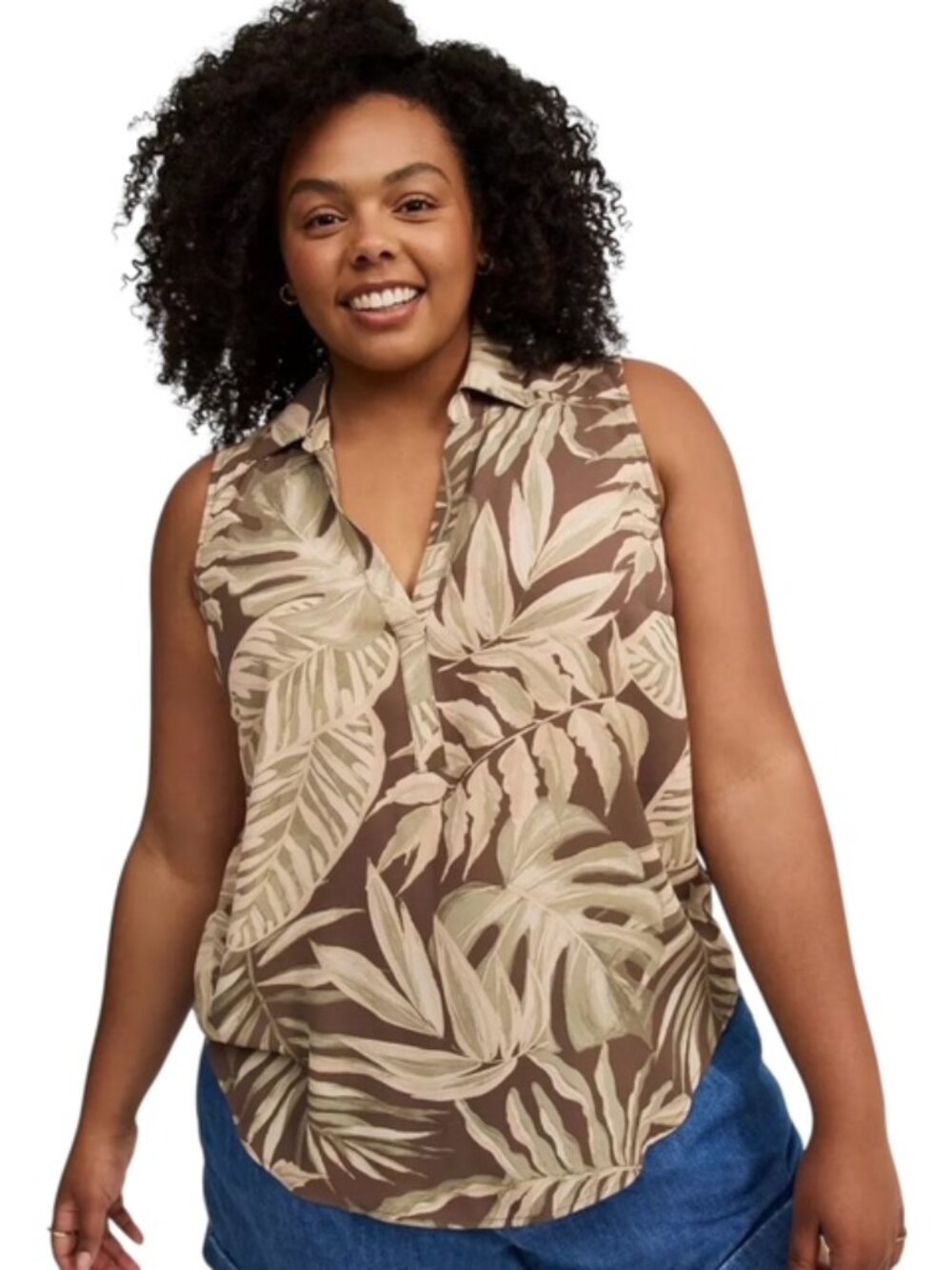 TORRID Harper Sleeveless Tropical-Print Blouse - Size 4X